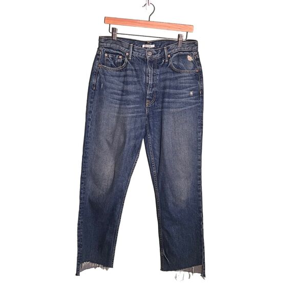 GRLFRND Helena Size 30 Denim Blue Jeans High Rise Straight Leg Medium Wash - Picture 1 of 7
